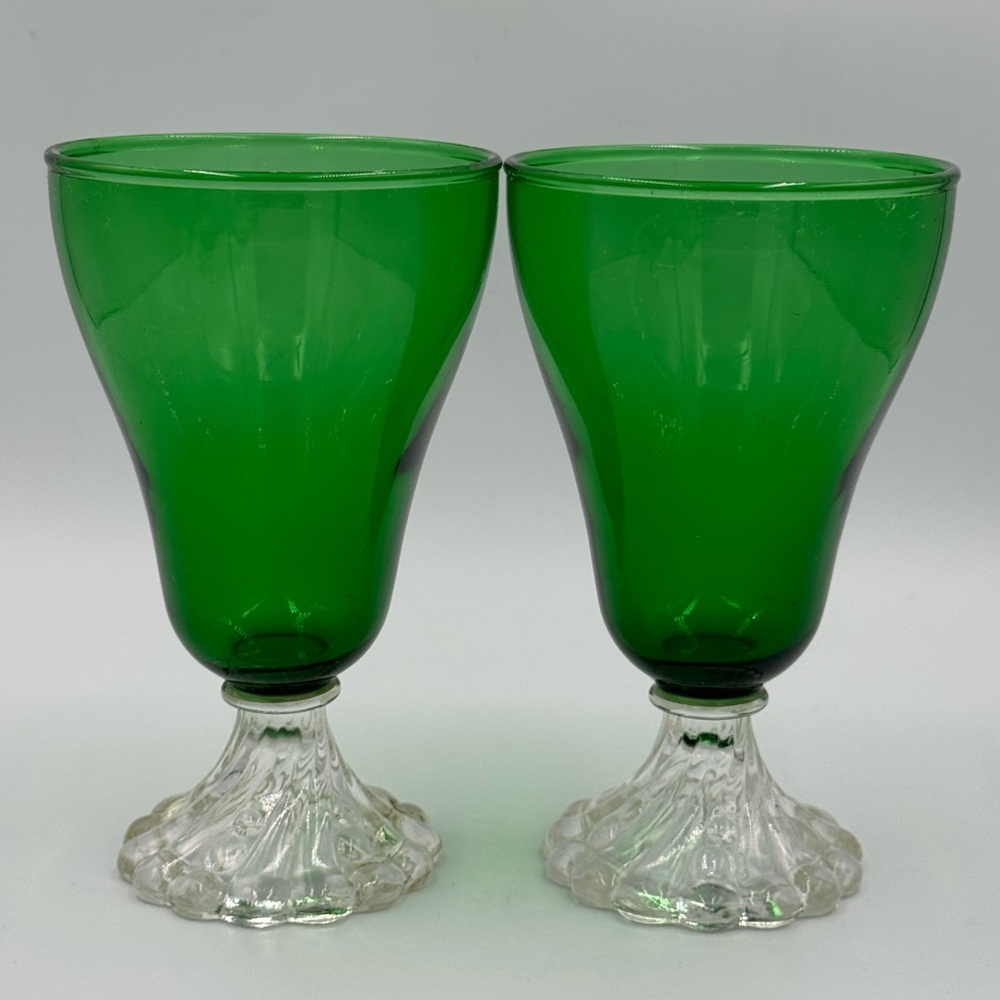 Vintage MCM Anchor Hocking Emerald Green “Burple" Glasses Set of 6 - Picture 12 of 13